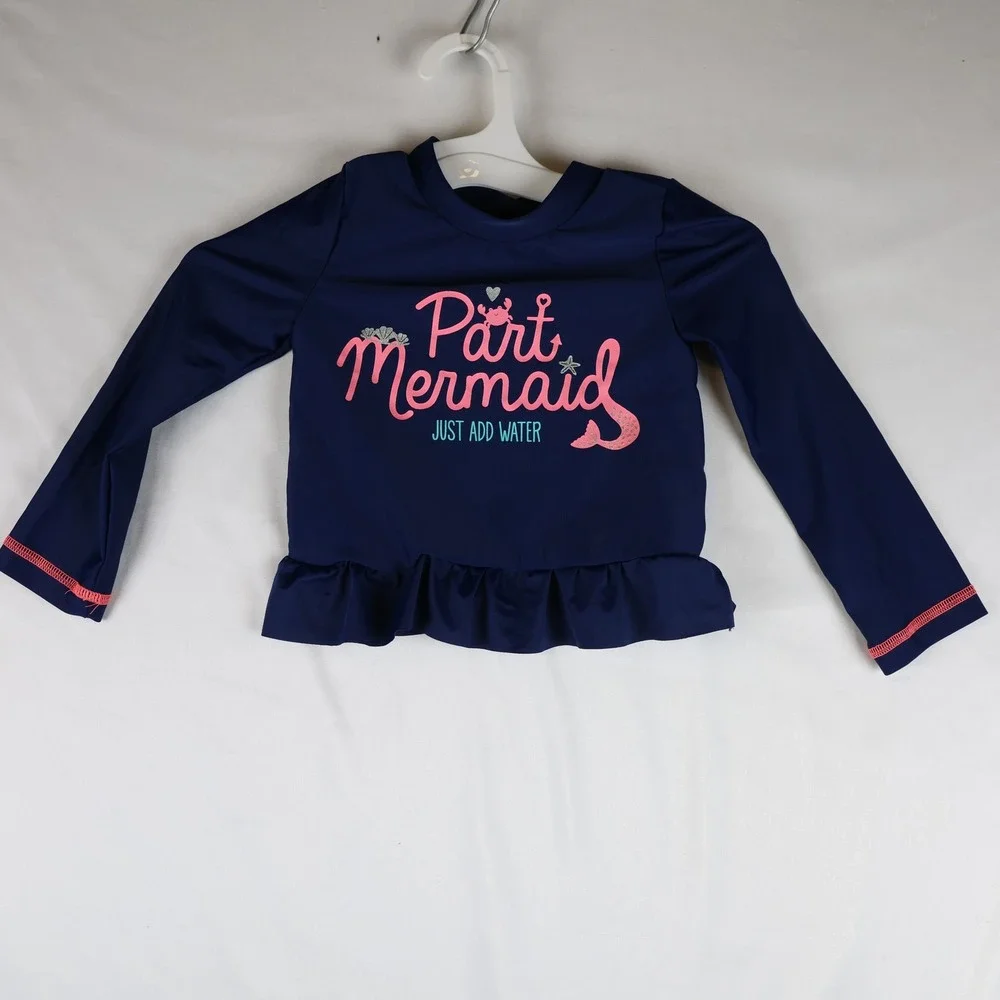 Simple Joys by Carter's Mermaid Shirt Toddler Girls 3T Navy Long Sleeve Swim Top